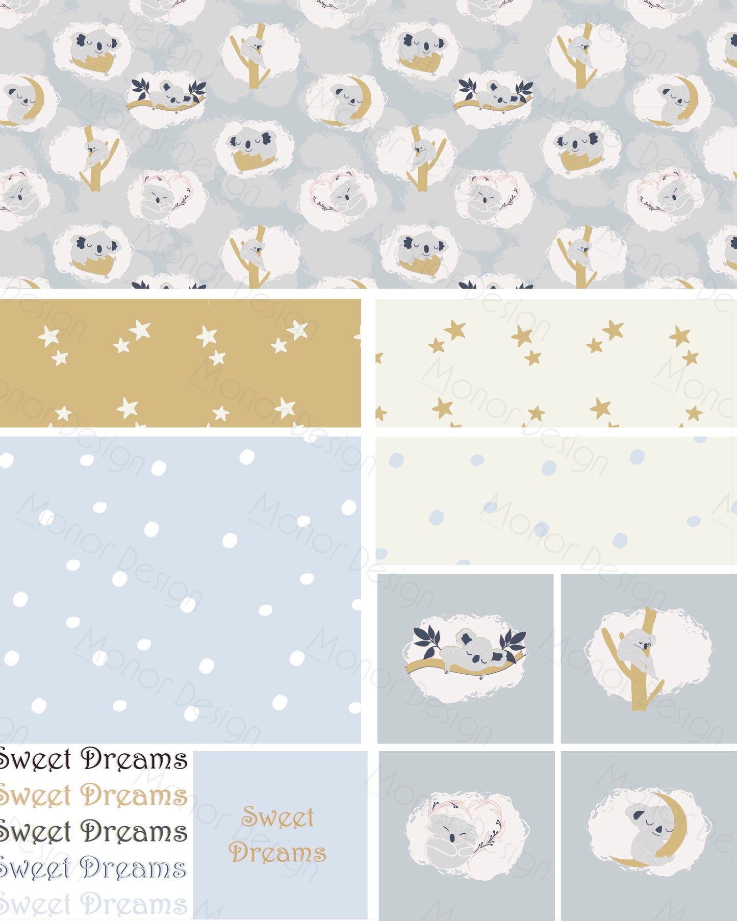 Sweet Dreams Collection-5 patterns + 4 artworks + Sweet Dreams Lettering