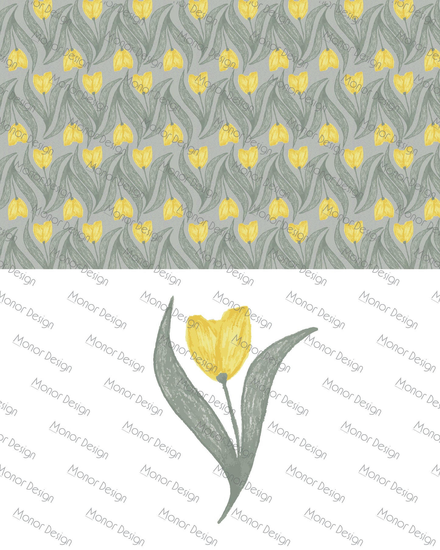 Golden Tulips – Elegant Floral Design with Unlimited Commercial License